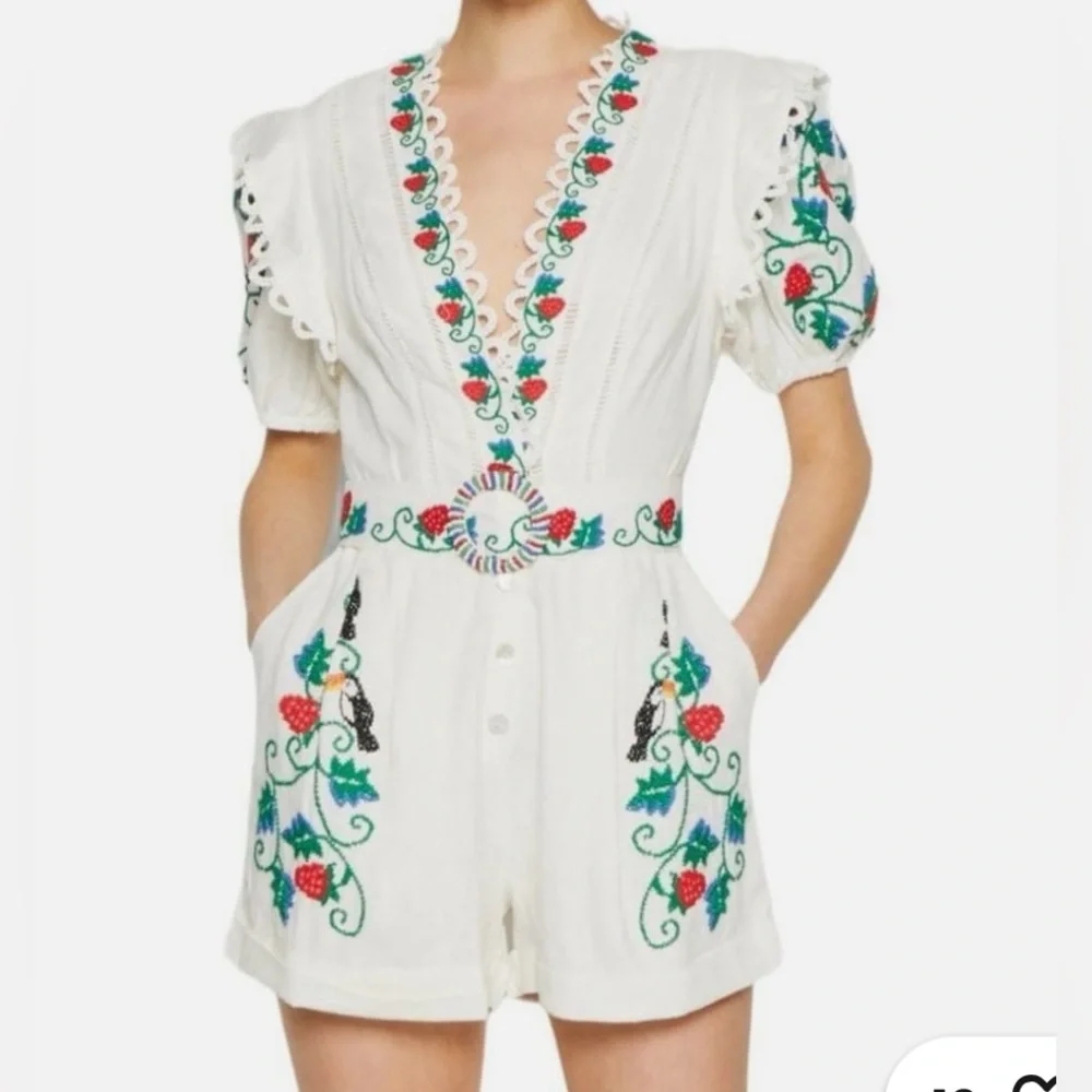 FARM Rio- Cross Stitch Toucan Embroidered Romper - Picture 5 of 9